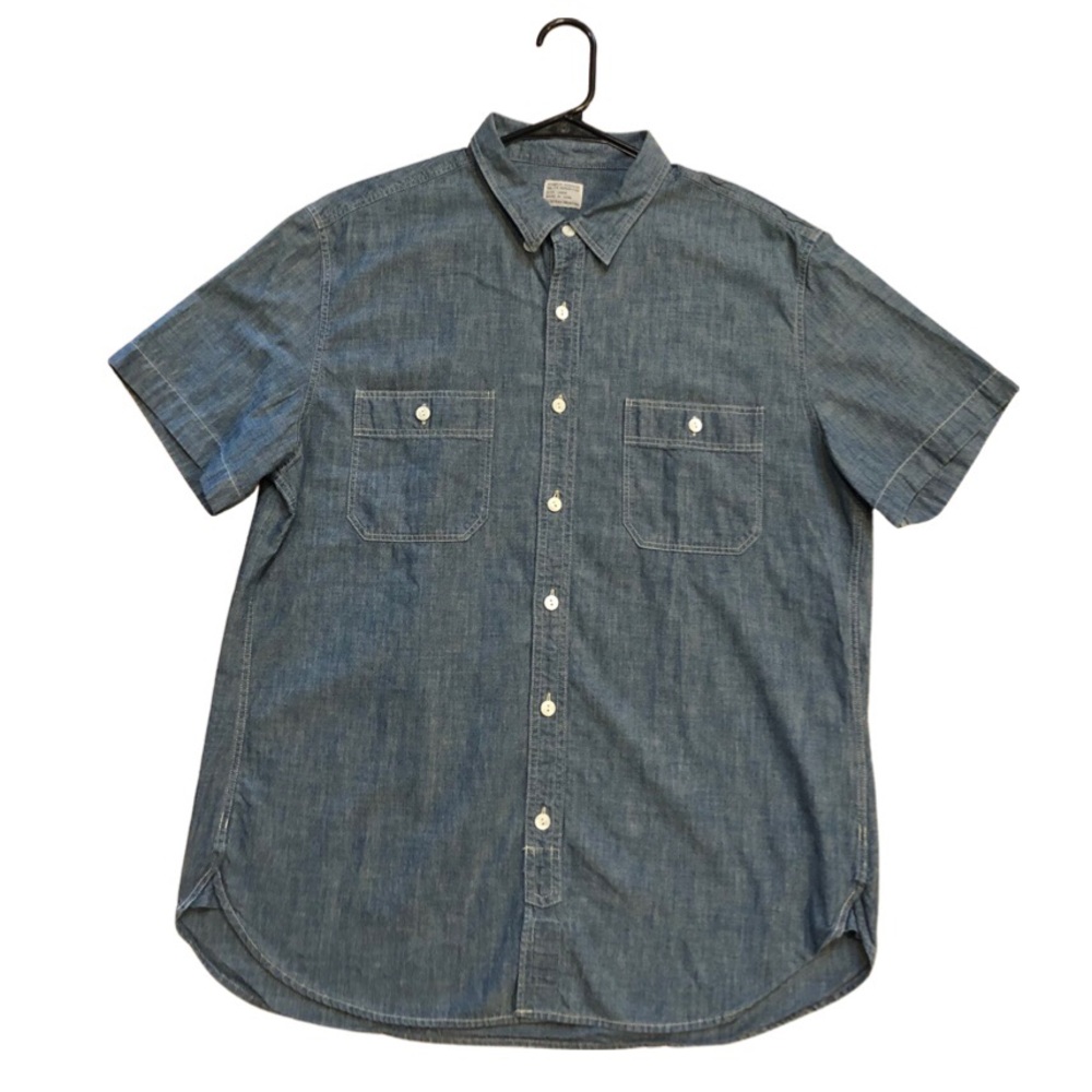 J. CREW Denim Short-Sleeve Shirt • Authentic Workwear #77388 Size Large